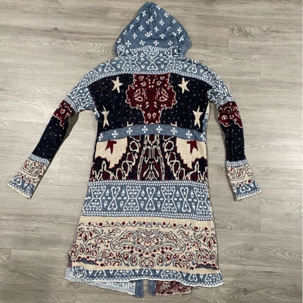 FREE PEOPLE 🇺🇸 Americana Star Pattern Hooded Cardigan Sweater - Picture 10 of 13